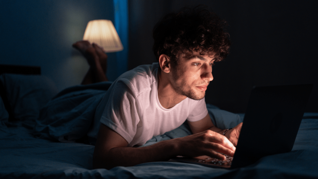 a person using their gadget at night